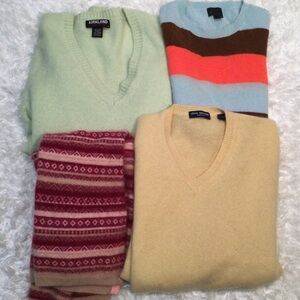 100% Cashmere Crafters Damaged 4pc Lot Green, Yellow & Multi colors